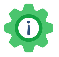 Green Gear Information Icon:  Modern Flat Design, Help and Support Concept