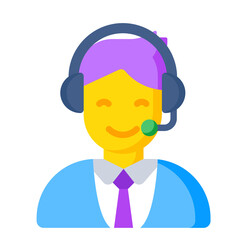 Happy Customer Service Representative Avatar: Flat Design Icon