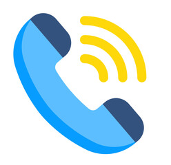 Modern Blue Phone Icon: Incoming Call, Wireless Signal, Vibrant Design