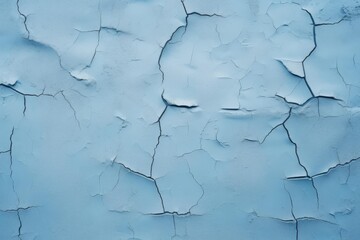 Close up of cracked light blue paint forming an intricate textured surface, suitable for backgrounds and design elements