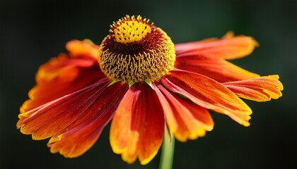 close up of orange and yellow helenium bloom transparent