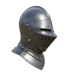 Medieval Knight Helmet 3d rendered, isolated on transparent background