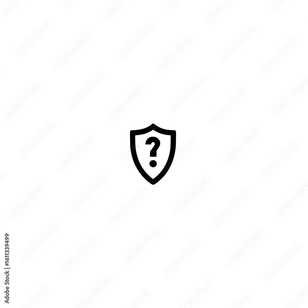 Poster shield with question mark icon symbolizing security inquiry help support and protection concept