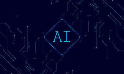 Artificial Intelligence ,AI chipset on circuit board, futuristic Technology Concept