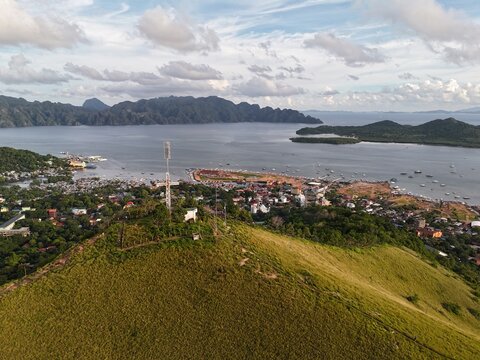 Aerial view of Mt. Tapyas, Coron, Palawan, Philippines, drone photo