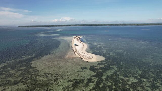 Panacalan Sandbar orbit on a sunny day, Anda, Pangasinan, Philippines, drone video