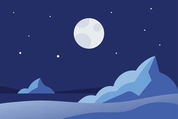 Fototapeta premium moonlight over quiet tundra