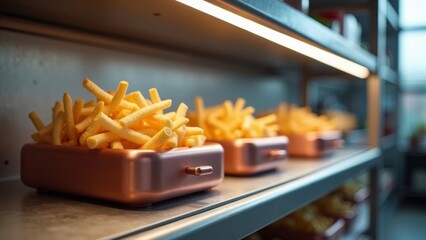 Batch production and photography of french fries