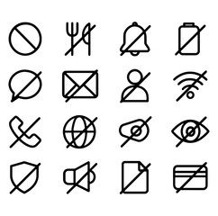 Set of crossed out prohibition or restriction icons