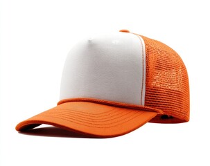 Orange and white trucker hat (1)