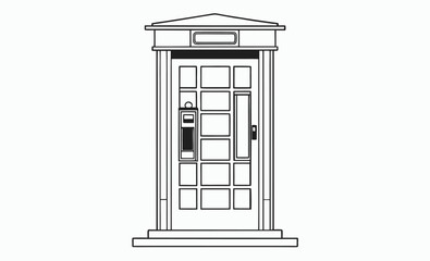 Phone booth silhouette, vintage call box, public telephone icon, silhouette vector of payphone booth 