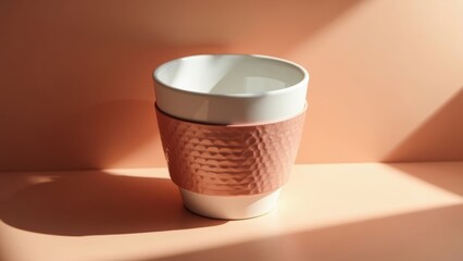 Pink cup close-up pose