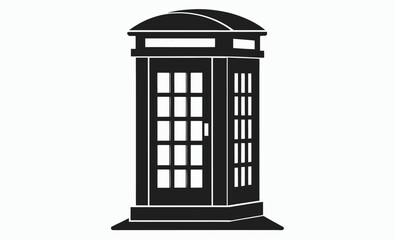 Phone booth silhouette, vintage call box, public telephone icon, silhouette vector of payphone booth 