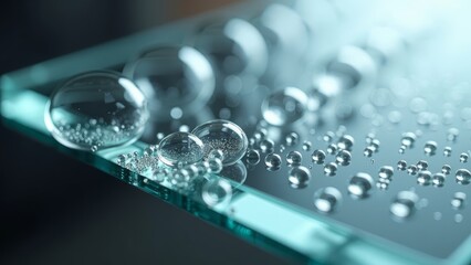 Water droplet diagram on glass surface