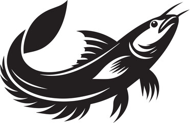 Minimal Black Fish Logo Vector – Silhouette Icon for Seafood and Fishing Brand Design