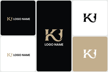 Elegant Initial KJ Modern Logo Designs