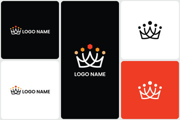 Elegant Crown Logo with Hexagonal Gems