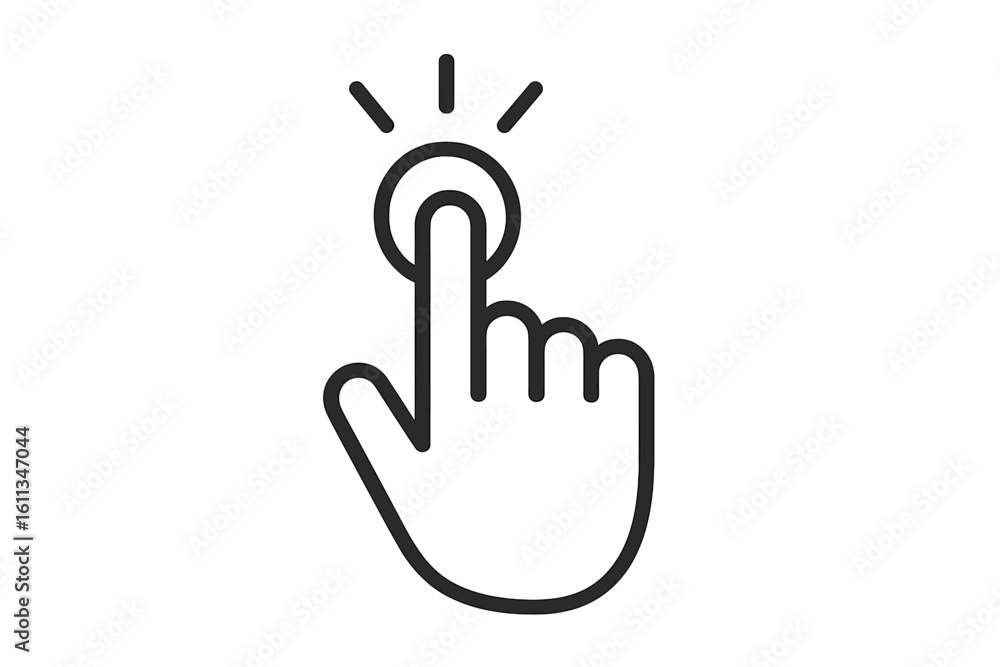 Fototapete hand pointer click button icon, finger tap press cursor clicking symbol, touchscreen ui navigation e