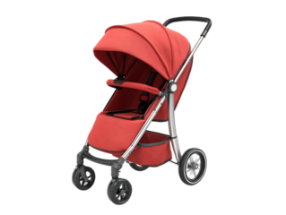  Red Stroller carrycot, Baby stroller on white background