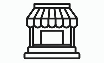 Storefront silhouette icon, small shop design, retail building shape, shop silhouette vector 