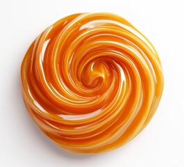 Caramel swirl texture top view isolated on white background