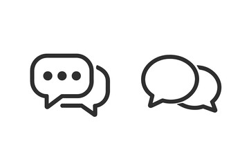 Minimal line chat bubbles icon set, modern communication symbols for social media messages, dialogue, mobile app interface logo, isolated vector on transparent background