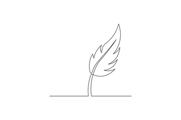 Pen feather continuous one line drawing vector illustration
