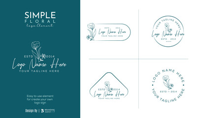 Minimal feminine botanical floral branch and logo. Hand drawn wedding herb, homeplant with elegant...