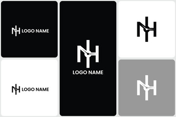 Elegant NH Initials Clock Monogram Logo