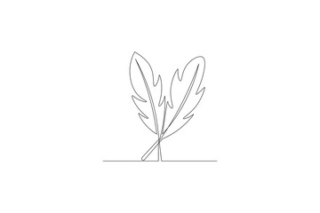 Pen feather continuous one line drawing vector illustration
