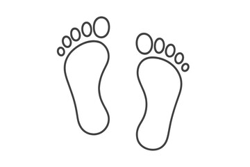 Bare feet footprints outline vector icon. Pair of human soles with toes. Minimalist black line contour symbol for walk direction, spa pedicure, travel tourism logo or infographic