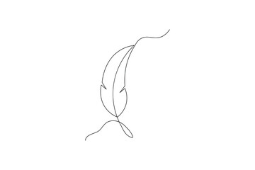 Pen feather continuous one line drawing vector illustration
