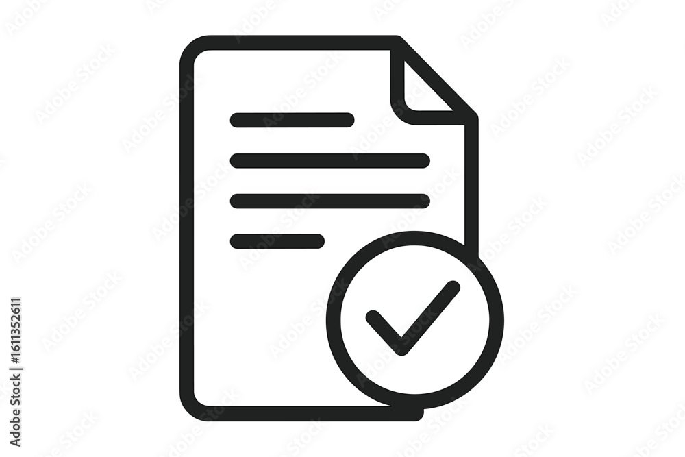 Aufkleber document approved icon checkmark verification symbol. business office paperwork complete confirmatio