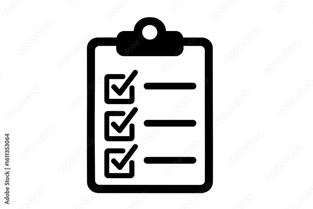 Aufkleber checklist clipboard icon vector illustration. task completion checkbox checkmark symbol. business pl