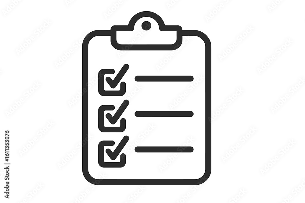 Aufkleber checklist clipboard icon with completed checkboxes. task management productivity symbol. business or