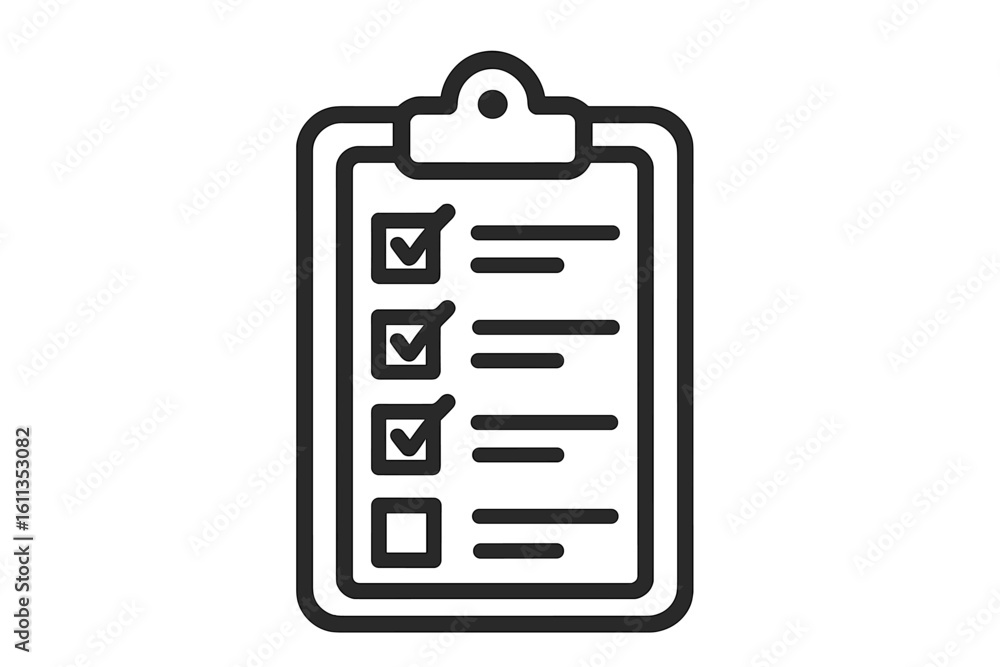Aufkleber clipboard checklist icon vector. task list checkbox form survey. business productivity planning orga