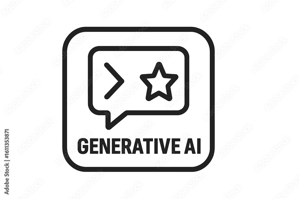 Poster generative ai button interface command prompt star icon. digital technology ui ux design element. ar