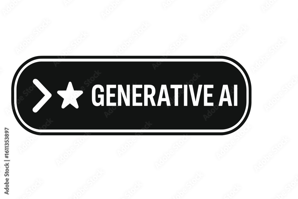 Poster generative ai button icon with star symbol. black rounded interface element for app website ui ux de