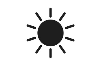 Hand drawn sun icon vector illustration. Simple black sunshine symbol with rays. Minimalist solar weather graphic design element. Doodle style sun logo isolated