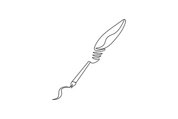 Pen feather continuous one line drawing vector illustration
