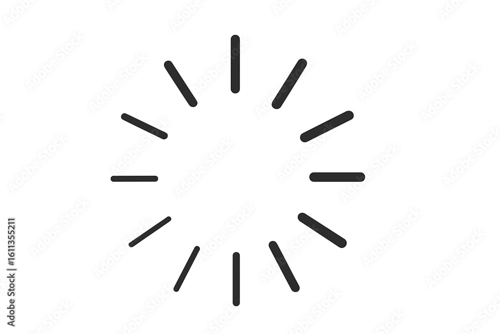 Aufkleber circular loading spinner progress indicator icon, radial lines growing animation, simple preloader b
