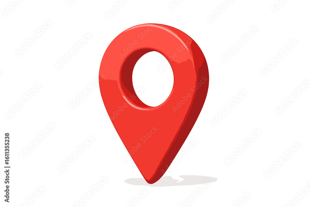 Poster 3d red map pin pointer icon. gps location marker. navigation destination symbol. travel geolocation 