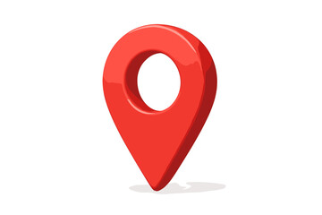 3D red map pin pointer icon. GPS location marker. Navigation destination symbol. Travel geolocation tag. Direction locator. Position waypoint sign. Isolated vector template