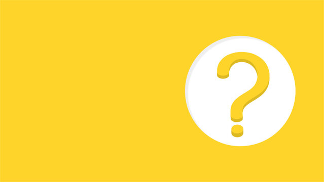 Yellow question mark inside a white circle on a solid yellow background