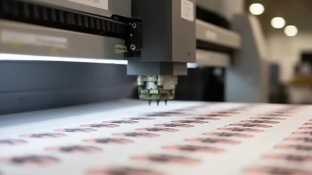Automated sticker cutting machine processing multiple labels simultaneously