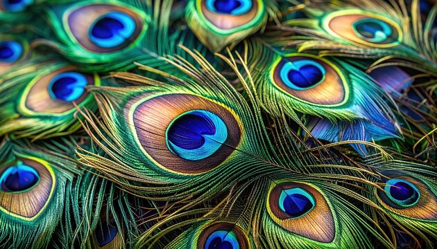 Close-up of Vibrant Peacock Feather Details