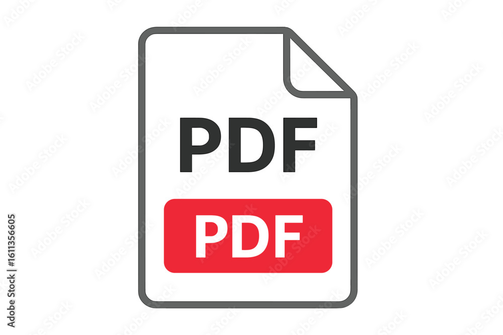 Poster pdf document icon isolated flat design — red download button symbol, editable vector illustration of