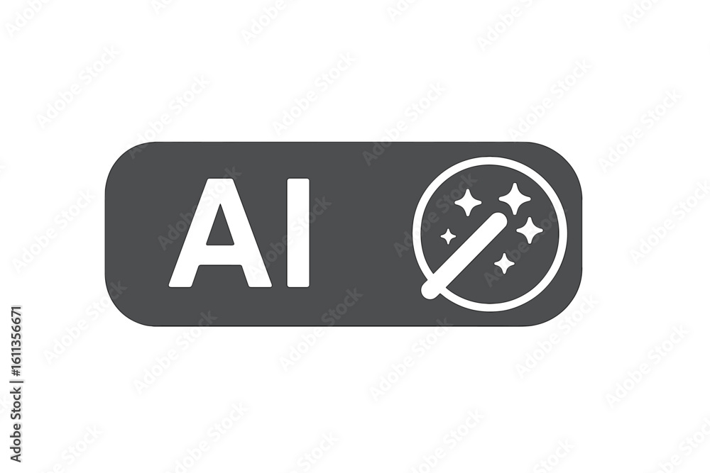 Aufkleber ai generate button icon with magic wand sparkles, generative artificial intelligence symbol for app 