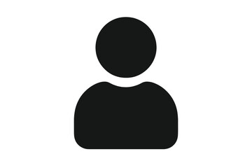User profile icon person silhouette. Human avatar symbol account login placeholder. Social media profile default. Flat design black vector pictogram for website UI, mobile interface.