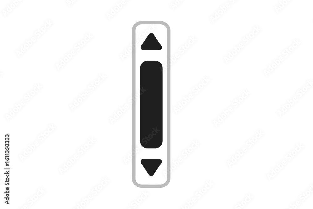 Aufkleber vertical scrollbar ui element with up arrow, down arrow and draggable thumb, flat minimal glyph icon